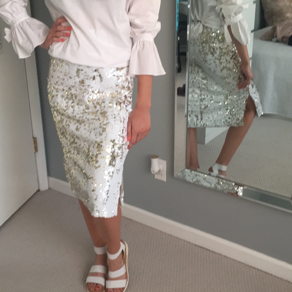 Gold and White Sequin Skirt